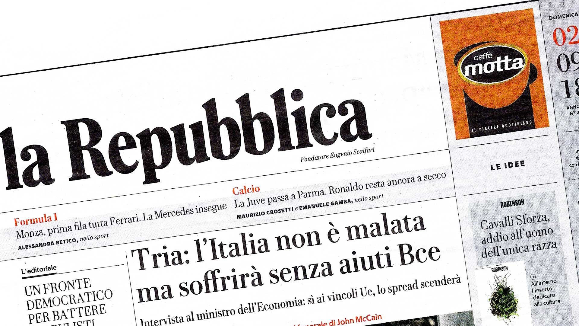 "La Repubblica" parla di noi!